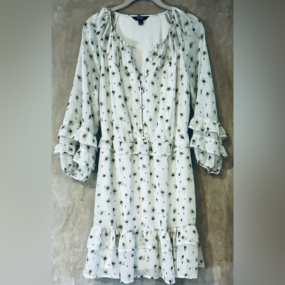 Simply Vera Vera Wang Floral Ruffle Chiffon Mini Dress Size Large